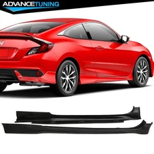 Fits 16-20 Honda Civic Coupe 2DR HFP Style PU Side Skirts Rocker Panel Unpainted