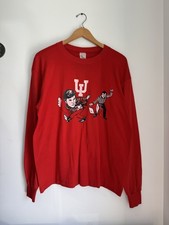 Vintage 80s Indiana Hoosiers Basketball Bob Knight Long Sleeve T-Shirt XL Red