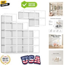 15 Pack X-Large Shoe Storage Boxes Fit Size 11, Shoe Organizer for Closet Cl...