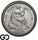 1872 Seated Liberty Half Dime, Scarce This Nice! Choice Unc+