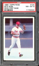 1986 Topps Pete Rose Set Baseball #104 Pete Rose Reds First Base PSA 8