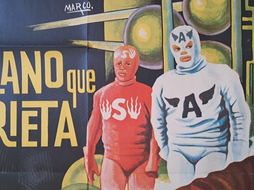 The Demons of the Ring ORIGINAL Spanish 1966 POSTER Satan & Angel wrestlers art - Picture 2 of 4