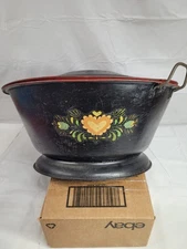 Vintage Tin Dough Riser Proofing Farmhouse Vented Bowl Antique Hand Painted