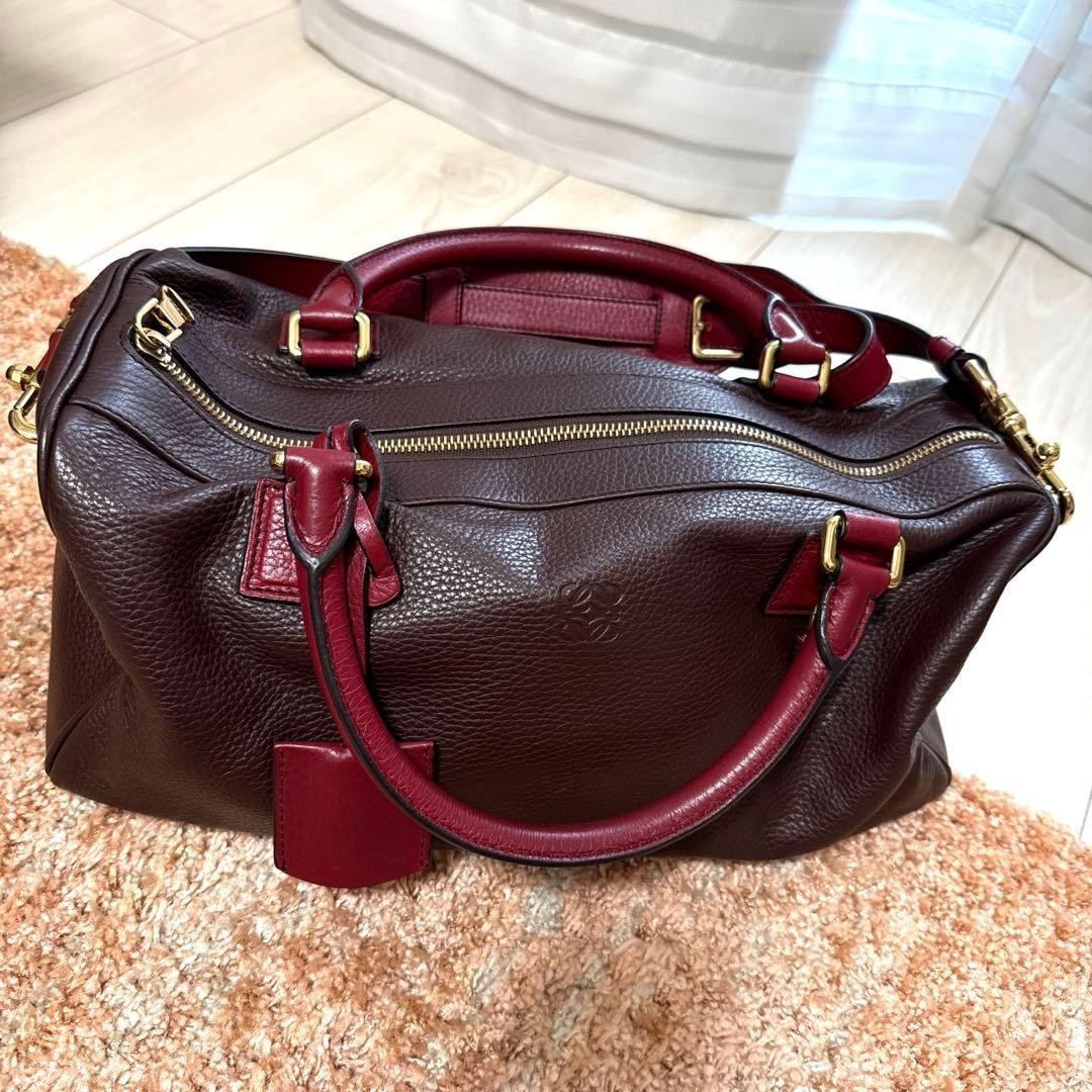 LOEWE Boston Bag 1980s Leather Vintage Used Good Condition