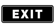 Small Standard Exit Wall Door Sign with Double-Sided Foam Adhesive Black