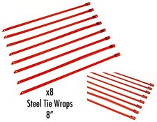 Qty 8 8 Universal Stainless Steel Zip Tie Cable For Exhaust Header Wrap Red