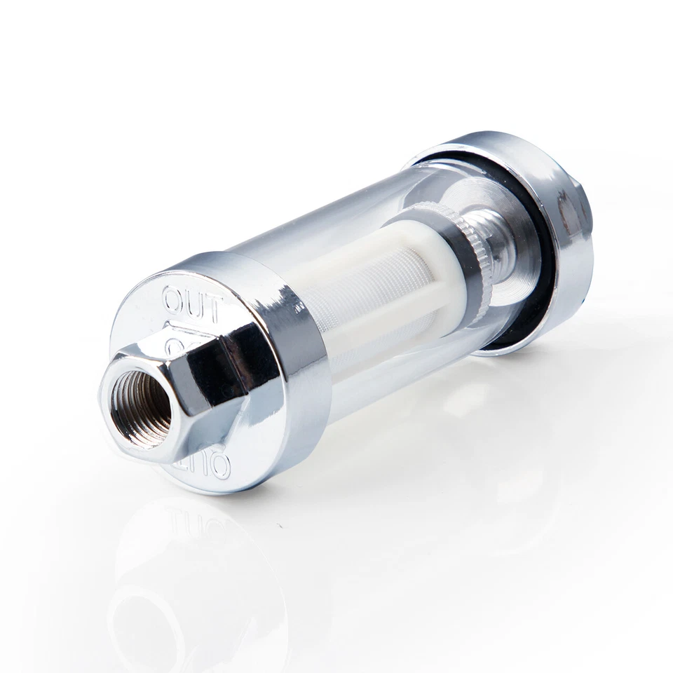Filtro de combustível universal em linha gás diesel cromado mangueira 1/4" 5/16" 3/8" acessórios - Imagem 4 de 4