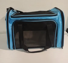 Travel Pet Carrier for Cat ,Dog BLUE N BLACK 25 pounds/ LARGE NEW OPEN BOX