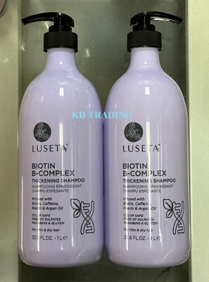 (2-Pack) LUSETA ~ BIOTIN B-COMPLEX Thickening SHAMPOO Caffein Niacin Argan Oil