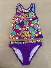 Speedo 12 Girls Hippie Swimsuit 70  s Floral Tankini