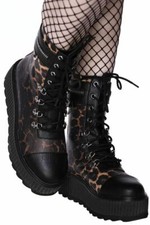 Killstar Gothic Goth Okkult Combat Boots Stiefel - Radiclaw Leopardenmuster