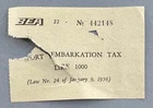 Italy 1000 Lire Airport Embarkation Tax Revenue BEA British European Airways