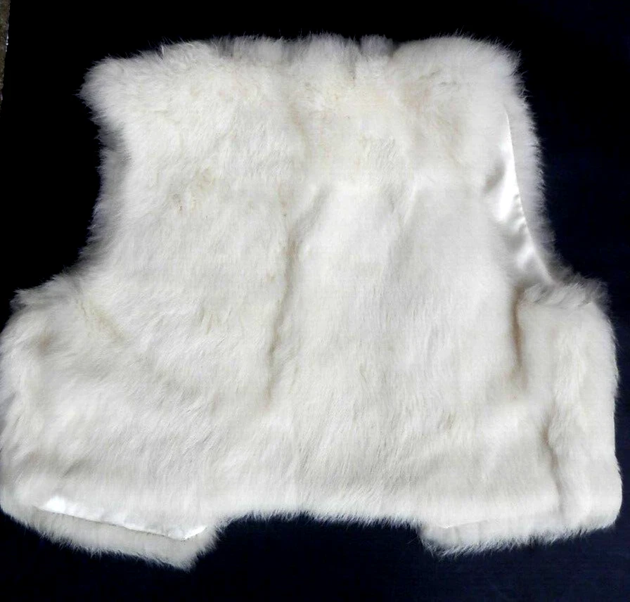 Arden B женщин кроличий мех без рукавов короткий белый жилет вышитый размер L - Изображение 4 из 4