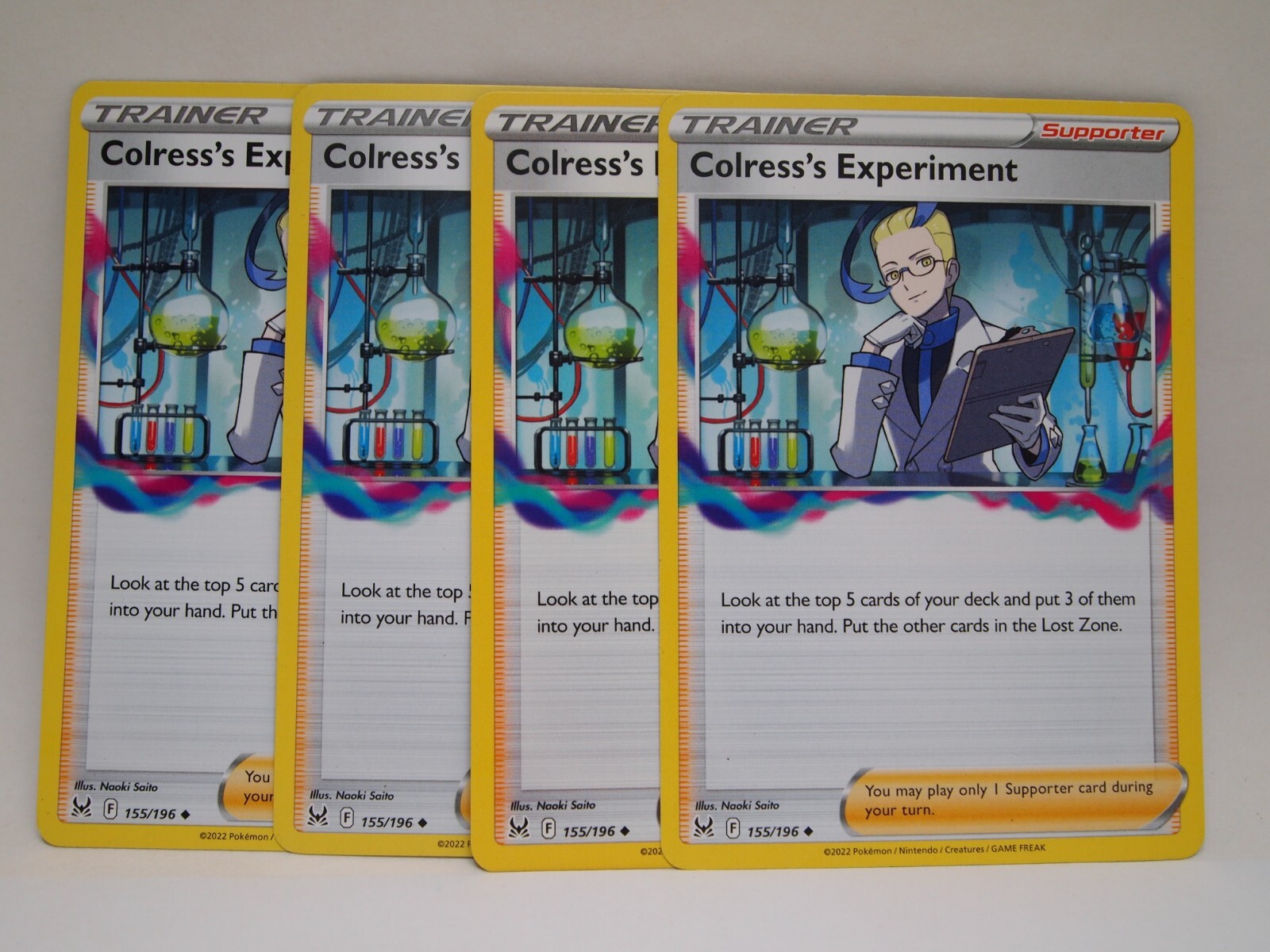 4x Colress's Experiment 155/196 Lost Origin Regular Uncommon Pokemon Card