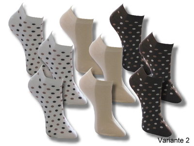 9 Paar Socken Sneaker Füßlinge Baumwolle Damen Sneakersocken beige Punkte Muster