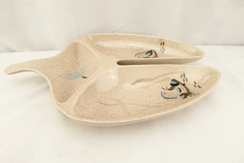 RED WING POTTERY  BOB-WHITE  PATTERN RELISH SERVER