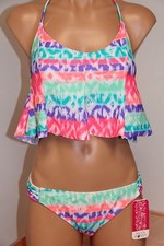 NWT Hula Honey Swimsuit Bikini Tank 2pc set Sz L Halter