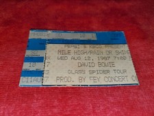 VINTAGE CONCERT TICKET STUB FOR DAVID BOWIE MILE HIGH STADIUM AUG 12 1987