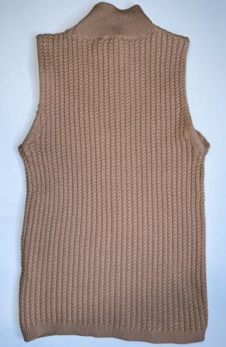 Elie Tahari Women's Size SMALL Sleeveless Top Cable Knit Mock Neck Brown Tan NWT - Picture 2 of 21
