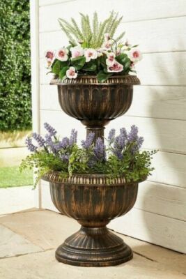 2-stufiger Bronzepflanzgefäß Größe: H62cm (241 2'') Gartenpflanzgefäße Dekor 