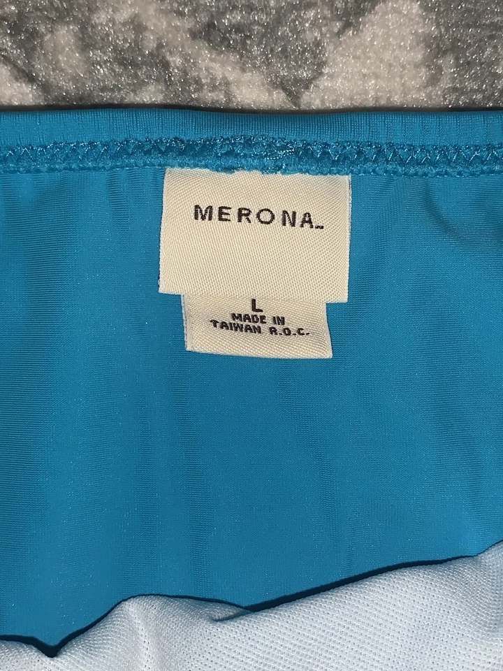 Aqua Blue Spandex Tankini Skirt Bottoms Boy Shorts Merona Sz L W/ Belt ❤️Tb5m30 - Image 4 of 4