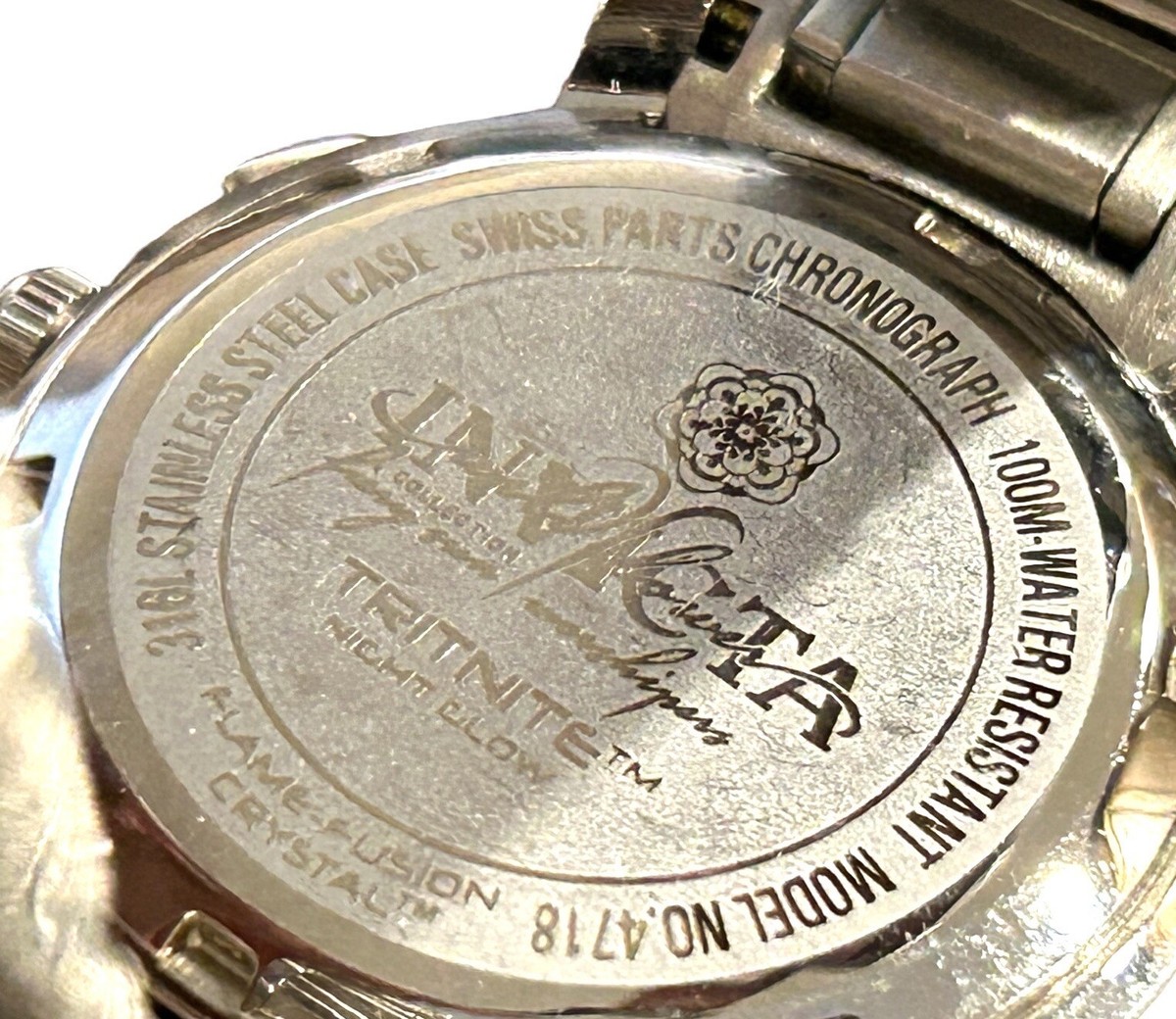 Invicta Wildflower Tritnite Stainless Steel Watch Model 4718 INVICTA Womens Wildflower Quartz Chrono Watch Silvertone  main image 4