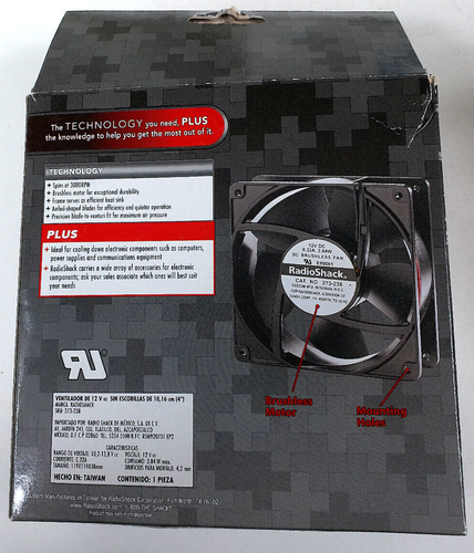 Radio Shack 4" 12VDC Cooling Fan 273-238 3000RPM 85CFM AirFlow - Afbeelding 3 van 4