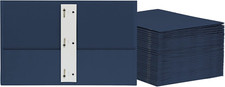 Blue 2 Pocket Folders with Prongs, 125 Pack, Textured Paper, Letter Size
