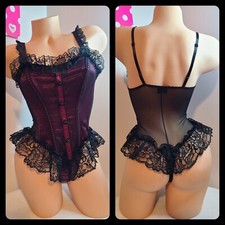 Rare VTG 90s Frederick's Victorian Goth Crotchless Corset Teddy XS