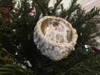 Pottery Barn Deer In The Trees — Snowy, Gold Pinecone Glass Christmas Ornament — photo 7