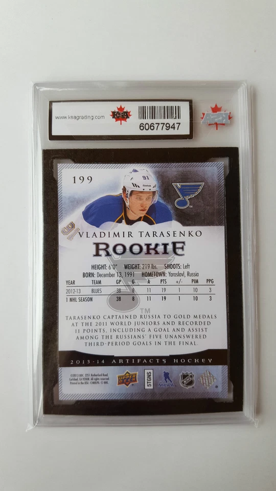 Vladimir Tarasenko 2013-14 UD Artifacts Gold Rookie Hockey Card #5/25 Graded 9!! - Image 2 of 2