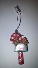 GANZ CANDY CANE PERSONALIZED CHRISTMAS ORNAMENT "HALEY"