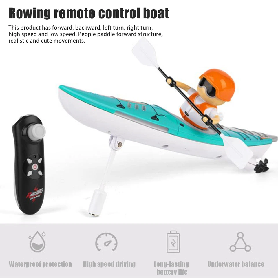 2.4G RC Barco de Carreras LED Paleta 15KM/H Control Remoto Kayak Barco Adulto Niño Regalos Foto 3 de 4