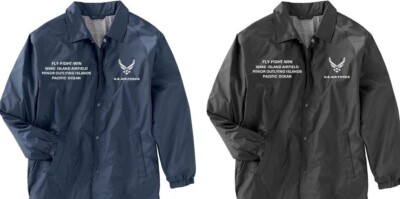 WAKE ISLAND AIRFIELD* PACIFIC OCEAN* EMBROIDERED JACKET*OFFICIALLY LICENSED