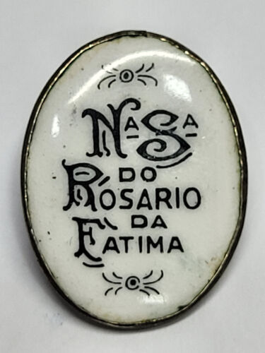 Medalla de Esmalte Vintage NUESTRA DAMA DE FATIMA con Marco de Plata - Imagen 2 de 9