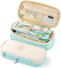 EASTHILL Big Capacity Pencil Pen Cyan Large Bag Pouch Holder Box Organizer