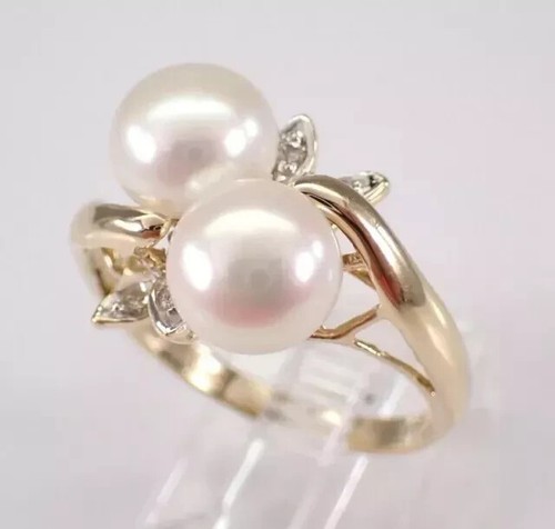 2Ct Round Cut Genuine White Pearl Bypass Engagement Ring 14K Yellow Gold Plated - 第 3/8 張圖片