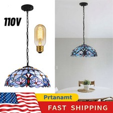 16" Tiffany Style Hanging Pendant Lamp Stained Glass Baroque Style Ceiling Light