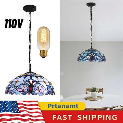 16'' Tiffany Style Ceiling Light Hanging Pendant Lamp Stained Glass Baroque Style