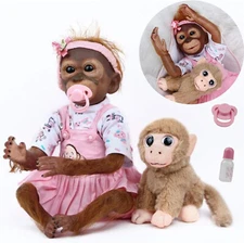 20" Reborn Monkeys Baby Dolls Silicone Newborn Doll Set Christmas Birthday Gifts