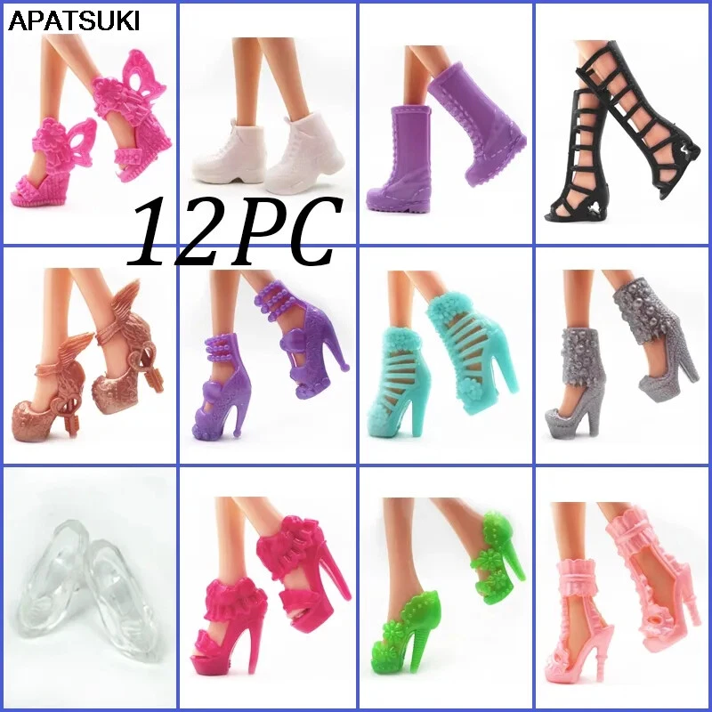 APATSUKI 12Paare/Satz Mode Puppe Schuhe für Barbie Puppe Sandale 1/6 Puppe Schuhe Stiefel