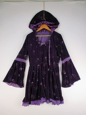Spirit Tunic Womens XL Hooded Velvet Hoodie Moon Star Lace Trim Bell Sleeve