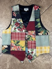 Vintage Match Vest Womens M Patchwork Floral Tapestry Cottagecore Lined