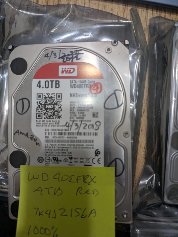 WD RED 4TB NAS SATA Hard Drive WD40EFRX 3.5"  TESTED PERFECT