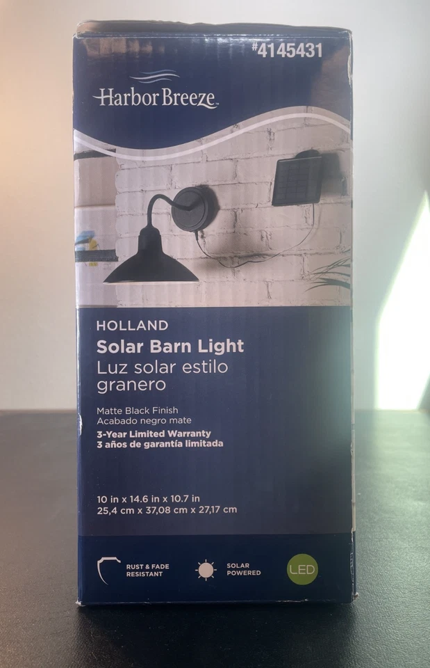 Harbor Breeze Barn Light Solar Outdoor Wall Light Matte Black 10.63" LED - Image 3 of 4