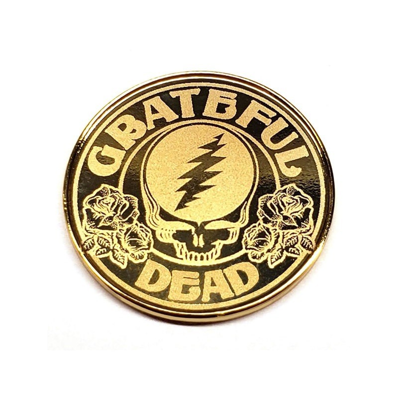 The Grateful Dead Gold Laser Engraved Golf Ball Marker Gift Pkg Free Ship