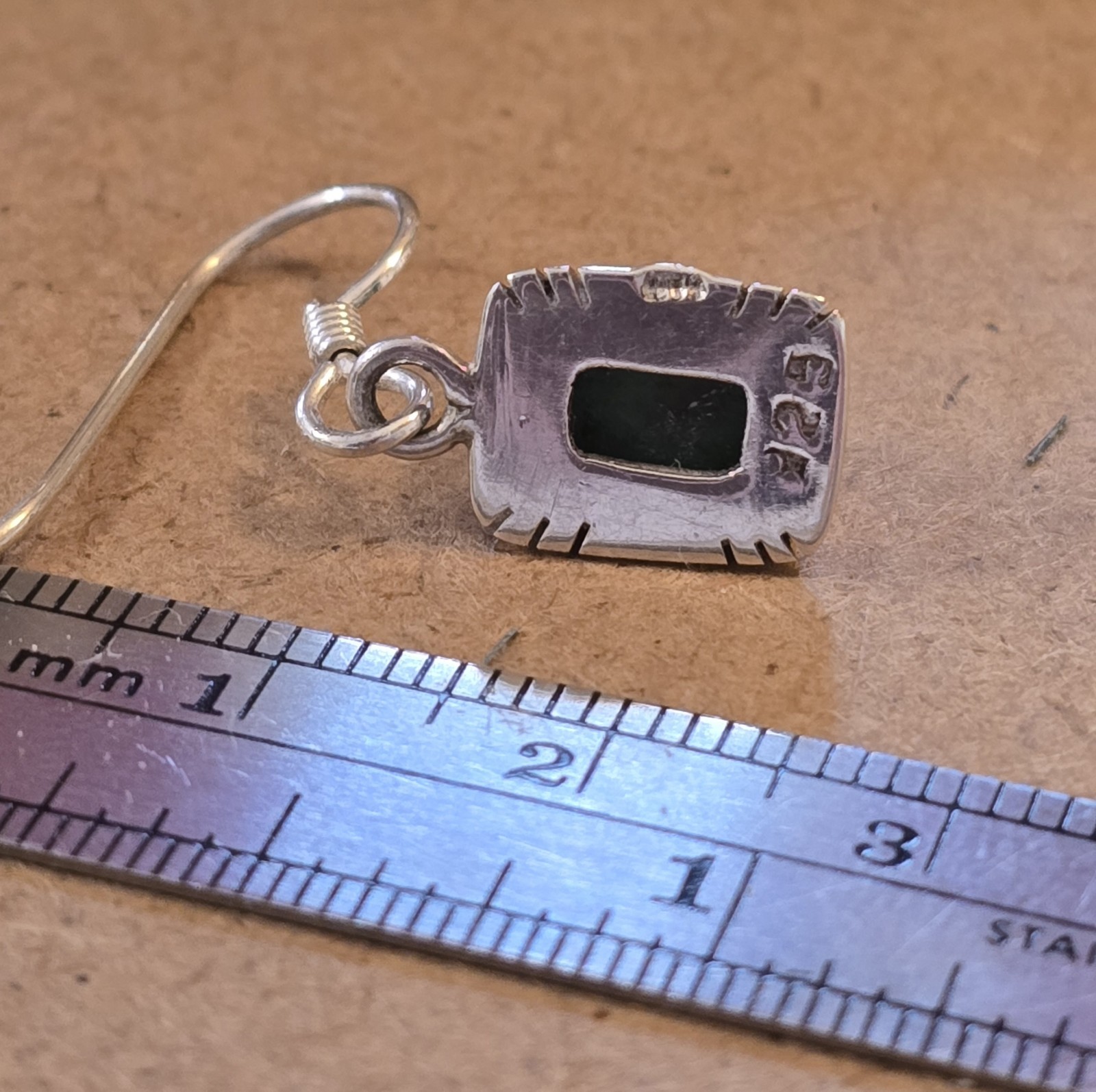 Small Malachite Rectangle Cabochon 925 Sterling S… - image 8