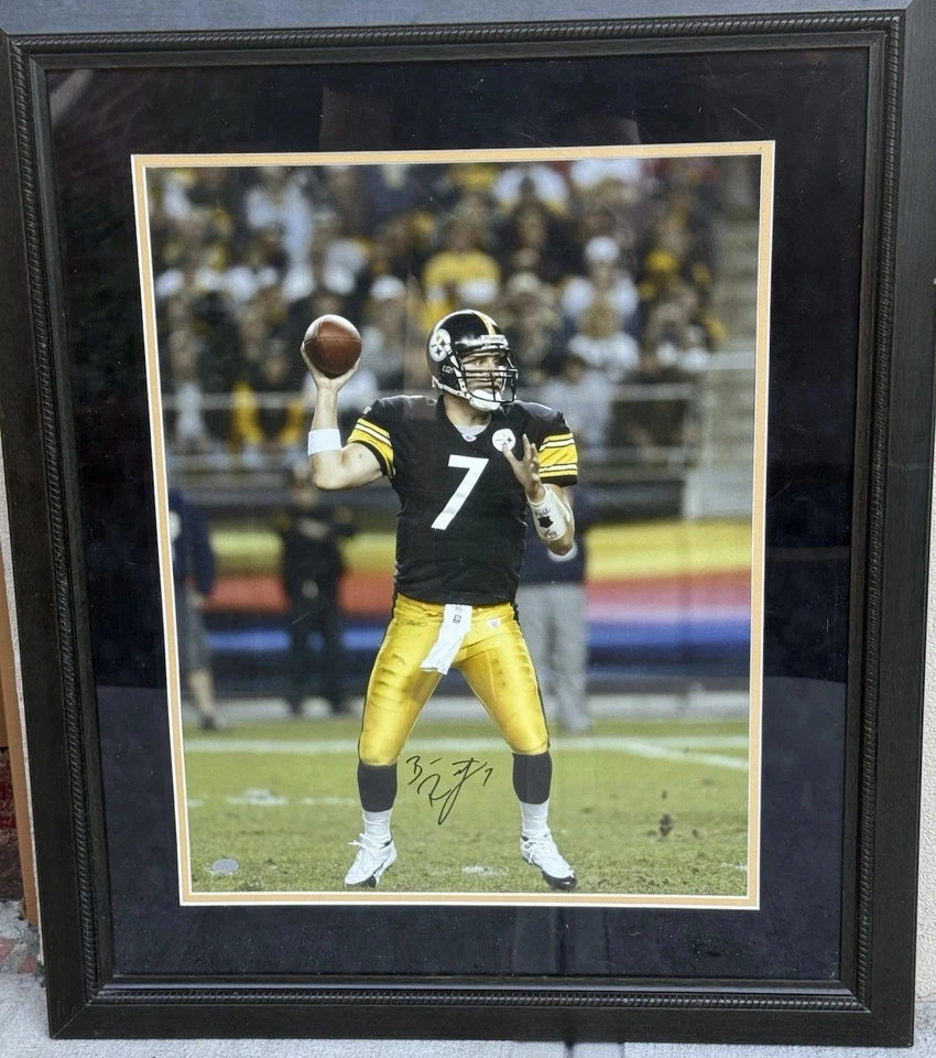 Установленный воспоминания Бен Ротлисбергер подпись 16 x 20 фото в рамке гравированная табличка с именем - Изображение 2 из 4