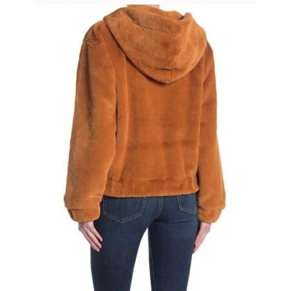 Женская куртка на молнии с капюшоном из искусственного меха Double Zero с корицей размер Small - Изображение 2 из 3