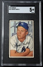 MICKEY MANTLE SGC 5 1952 BOWMAN BASEBALL #101 YANKEES ROOKIE CARD RC EX